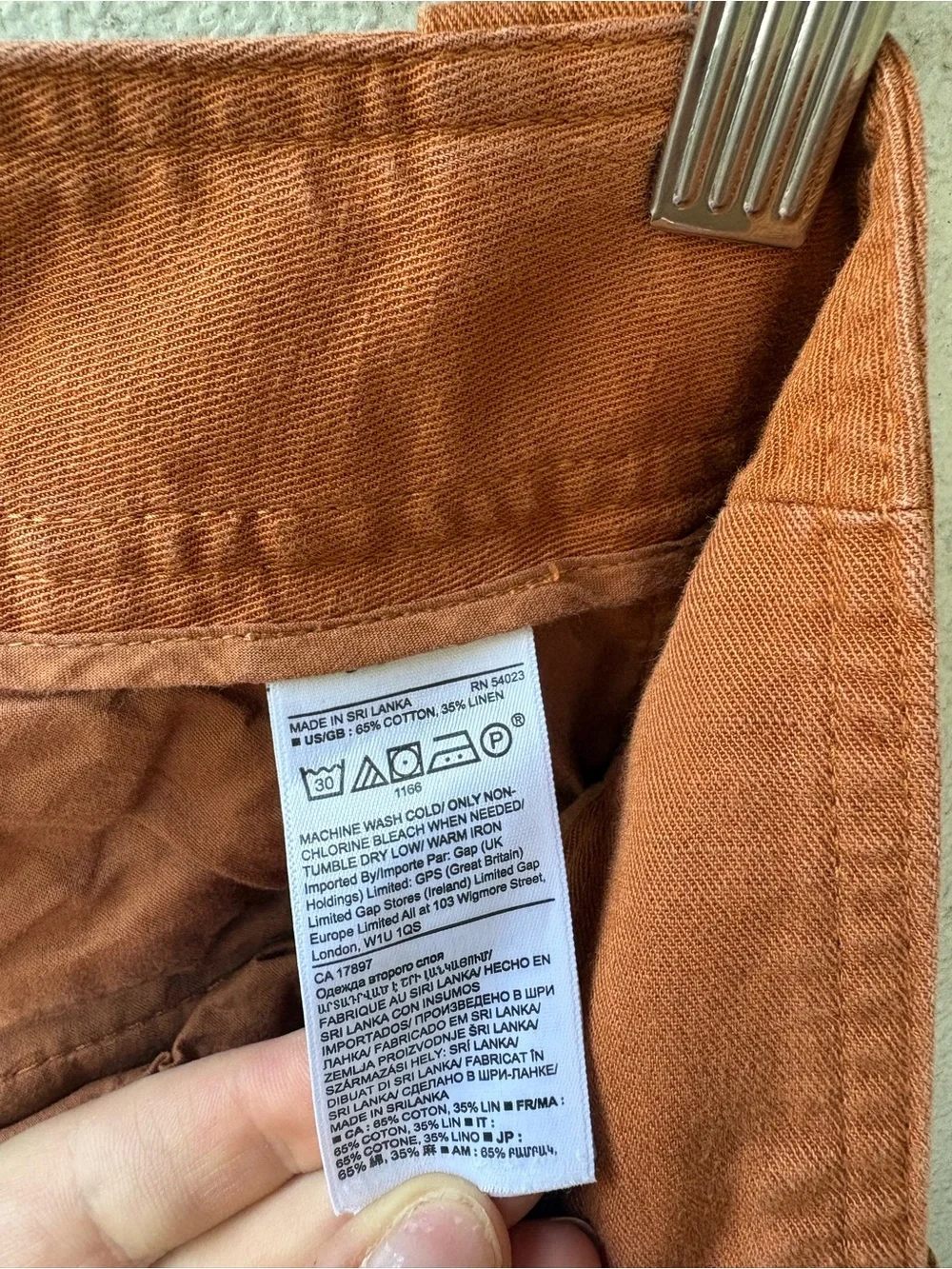 Banana Republic Rust Linen Cargo Pants 10 Tall
